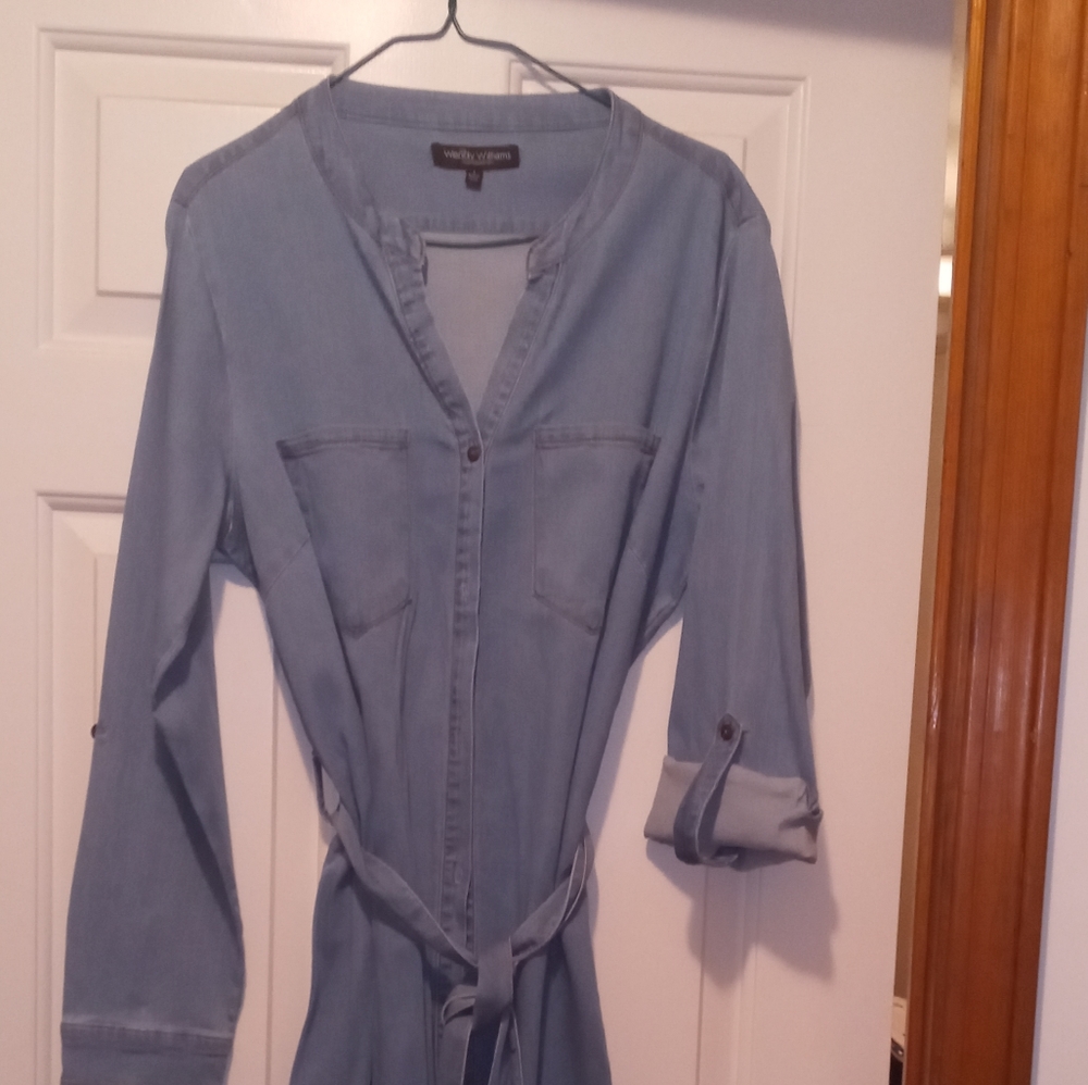 Wendy Williams collection faded denim midi dress.